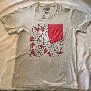 Link Graphic Tee Gray and Red Short Sleeve